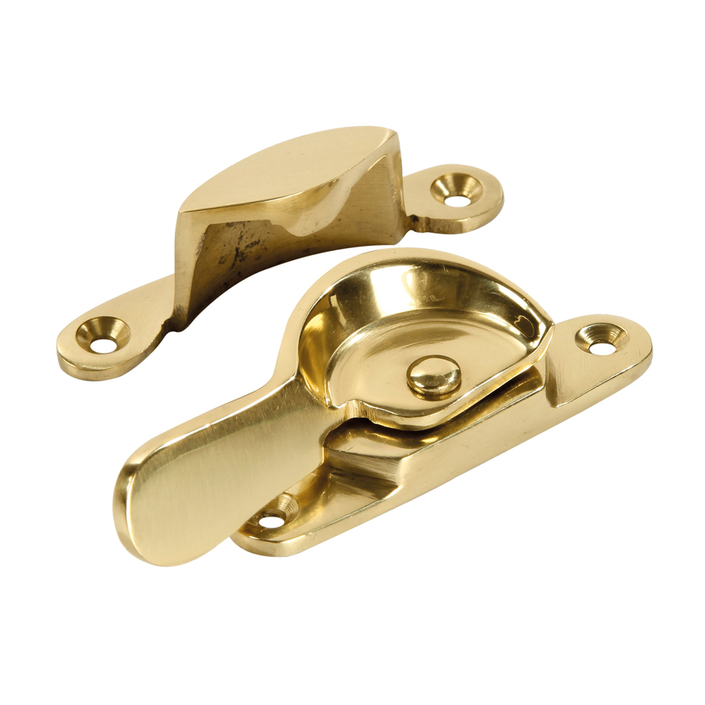 Non-Locking Sash Fitch Fastener - Polished Brass
